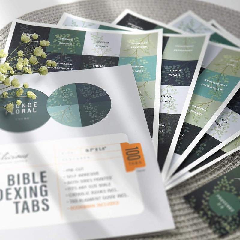 OFFILICIOUS Book Bible Tabs – 100 Soft-Touch, Laminated Bible Tabs for Holy Bible – Durable Tabs for Bible – Protestant & Catholic Bible Tabs Large Print – Green & Blue Bible Tabs for Women & Men - Image 4